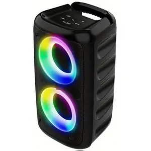 HY-3317 Portable bluetooth Speaker Wireless Speakers RGB Light Dual Subwoofers Tweeter Support U Disk AUX TF Card Playback Outdoors Karaoke Speakers - Black