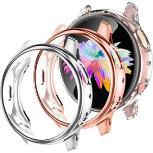3 pack case for Galaxy Watch active 2 40mm, soft full cover screen protector for Samsung Galaxy Active 2 smartwatch 40mm clear/Silver/Rose Gold