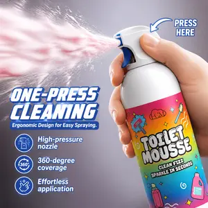 HCM Bathroom Cleaner, Toilet Foam Mousse Cleaner, Peach Flavor Splash Guard, tile cleaner, drain cleaner, gentle formula that does not damage glaze