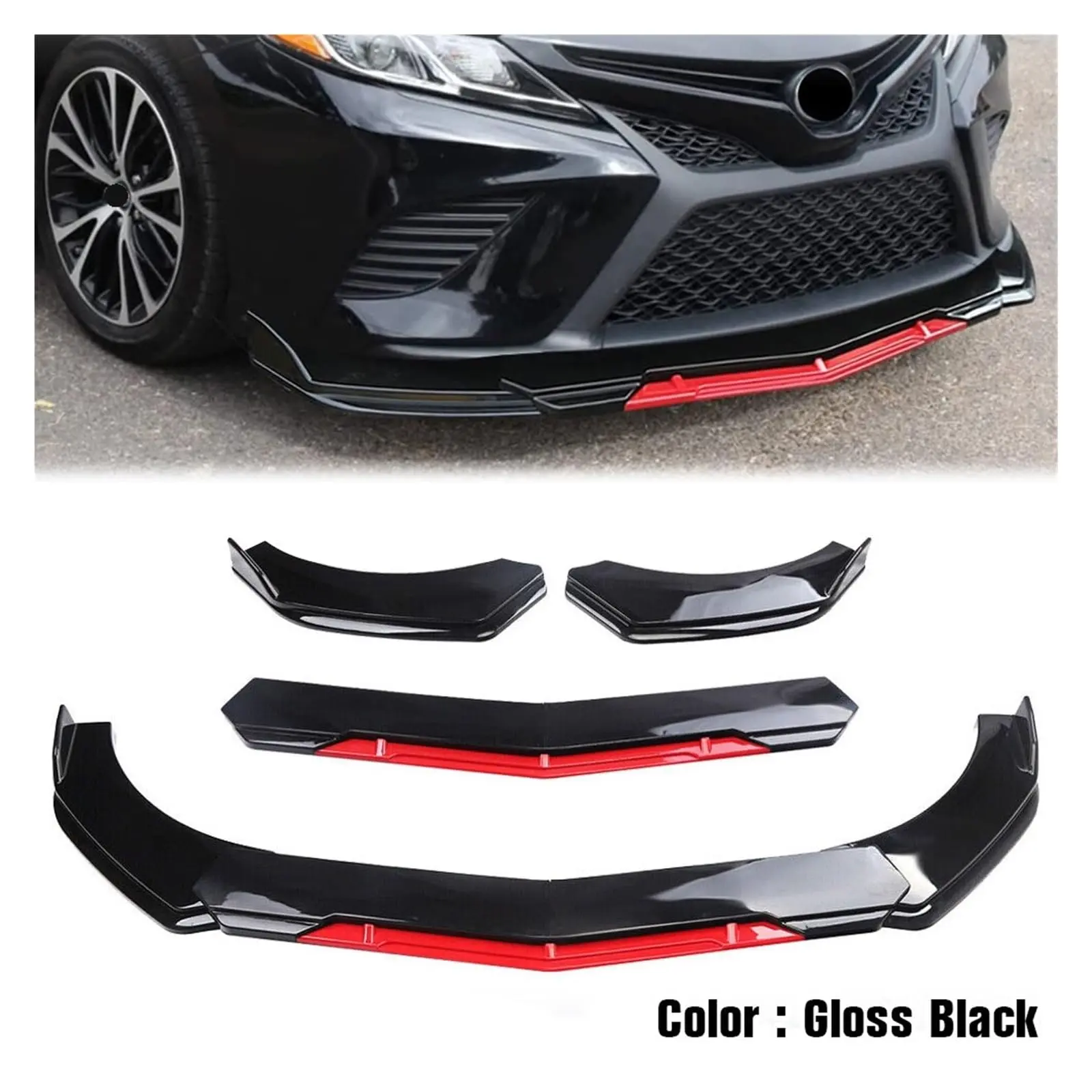 5pcs/Set Universal Adjustable Front Bumper Lip Splitter - Car Exterior Body Kit Set with Guard Wing Trim, Easy-Install Appearance Customization Accessory for Perfect Fit (Purple Wrap)