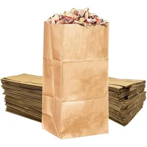 Large 30 Gallon Brown Paper Yard Waste Leaf Bags for Yard Garden Lawn, Environmental Friendly Tear Resistant Heavy Duty 2 Ply Self Standing Pack of 5