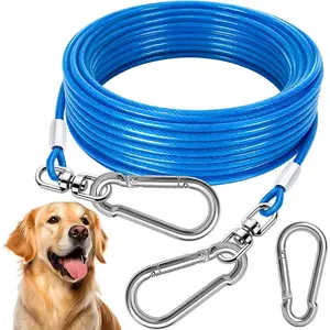 Dog Tie Out Cable - Heavy Duty Dog Chain for Yard, Blue/Purple/Green/Pink Outdoor Tether & Leash, 10/15/20/30Ft,Lead for Dogs Outside