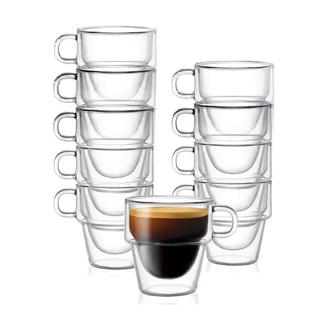 JoyJolt Set of (8) 5-oz Stoiva Stackable Double-Wall Glasses