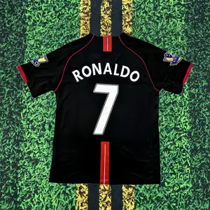 0708 Away Match Retro Black Ronaldo No. 7 Short-Sleeve Jersey