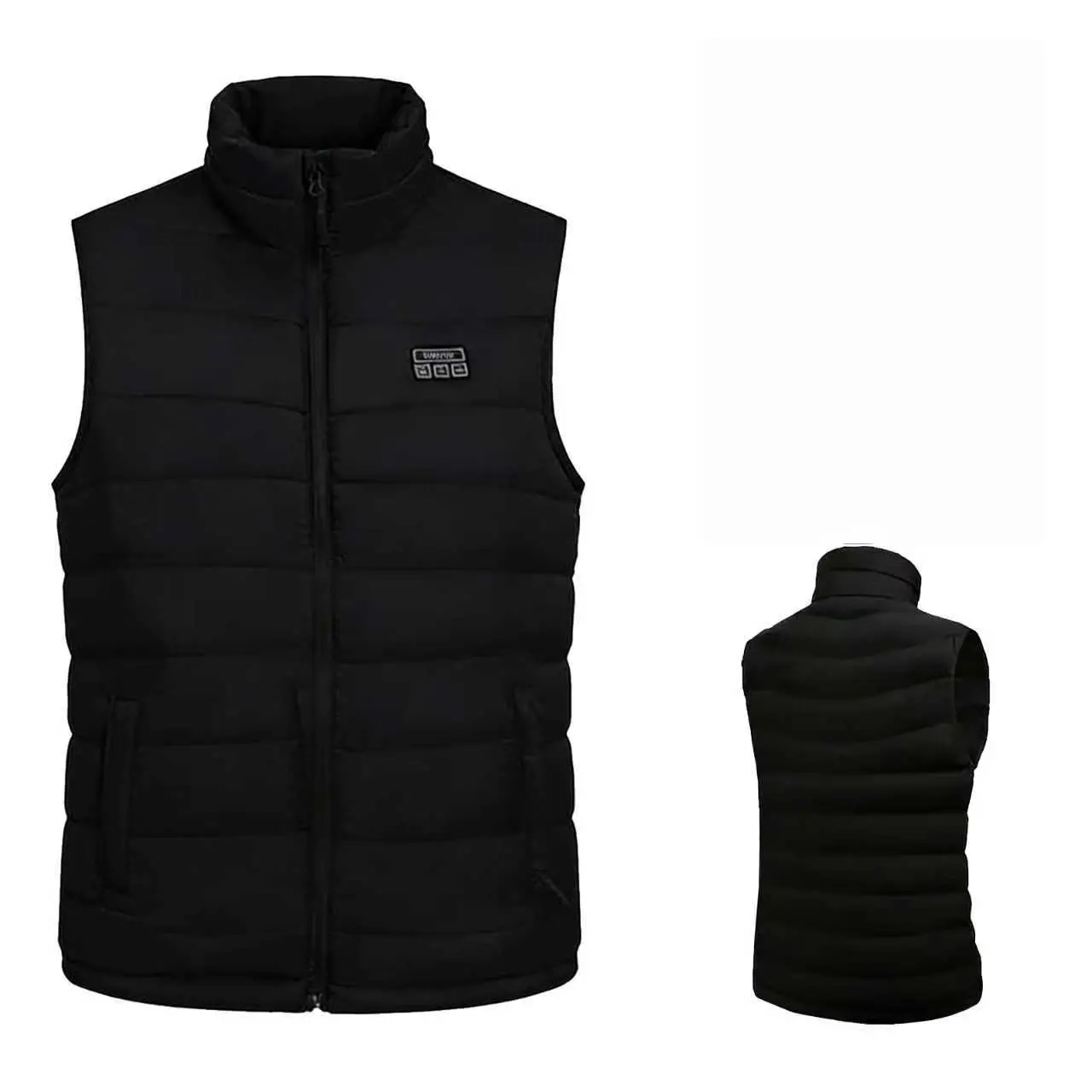 Women's Mock Neck Cotton Heated Zipper Vest, USB-Powered Warm Winter Tops with 3 Adjustable Temperatures for Hiking & Camping, Warm Jacket, Travel, 3-Temperature Adjustable, Carbon Fiber, Heated Vest