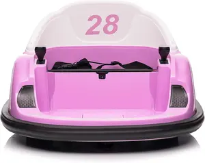 Pink 12V Kids Electric Ride On Bumper Car With Remote Control Dual Motors 360 Degree Spin Led Lights Mp3 Music Safety Belt And Slow Start For Toddlers Ages 15 And Up Pink