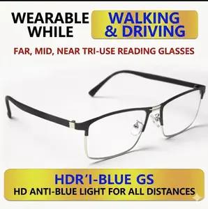 Jetop Smart Titanium Reading Glasses with Blue Light Blocking, Ultra Lightweight Frame Readers for Men & Women, Premium Case Included Zoom Frameless