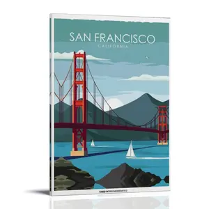 Golden-Gate Bridge Poster Posters Music Album Cover Posters Canvas Wall Art High-Resolution Vintage Band & Artist Prints for Room