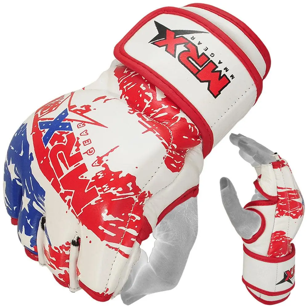 MRX PU Coated Sporty Training Gloves - US Flag Design MMA Fight Grappling Gloves for Men and Women, Pu Coated Gloves