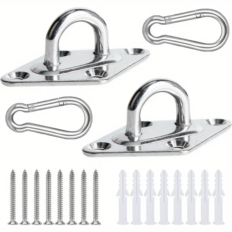 2 Pcs 2.3 Inch 304 Stainless Steel Pad Eye Plate Hook with Screws for Suspension,Ceiling Hooks,Marine Application Hook,Tools & Hardware Accessories