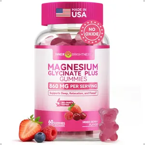 Inner Brightness Clean Magnesium Complex Gummies, Sugar-Free, 860mg with 3 Essential Magnesium—Glycinate, Taurate, and Citrate—for Sleep, Muscle & Heart Health
