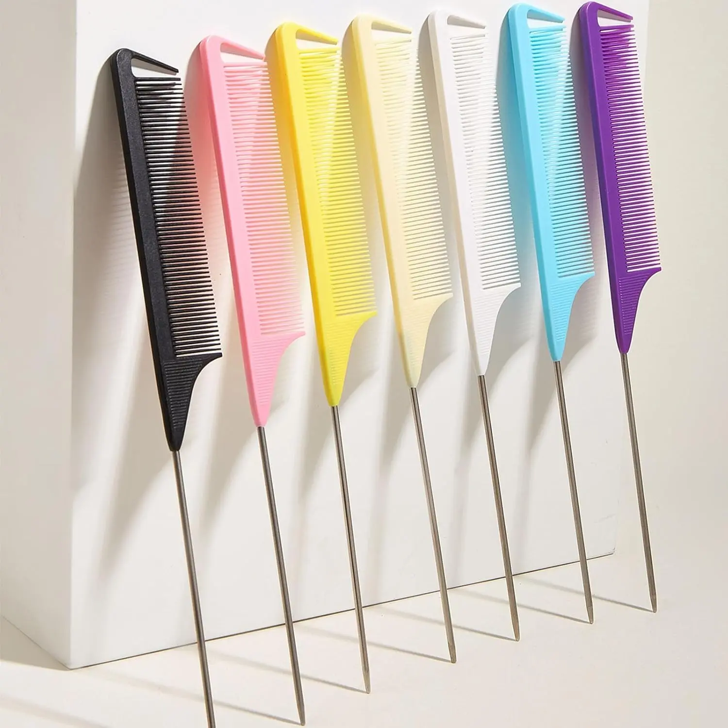 7PCS Rat Tail Comb Set – Fine Tooth Combs with Metal Pin for Parting, Sectioning & Styling, Perfect for Salon & Home Use