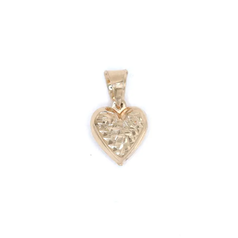 14KT Gold 3D Textured Small Heart Pendant - Fine Jewelry for Gold Necklaces & Pendants Collection