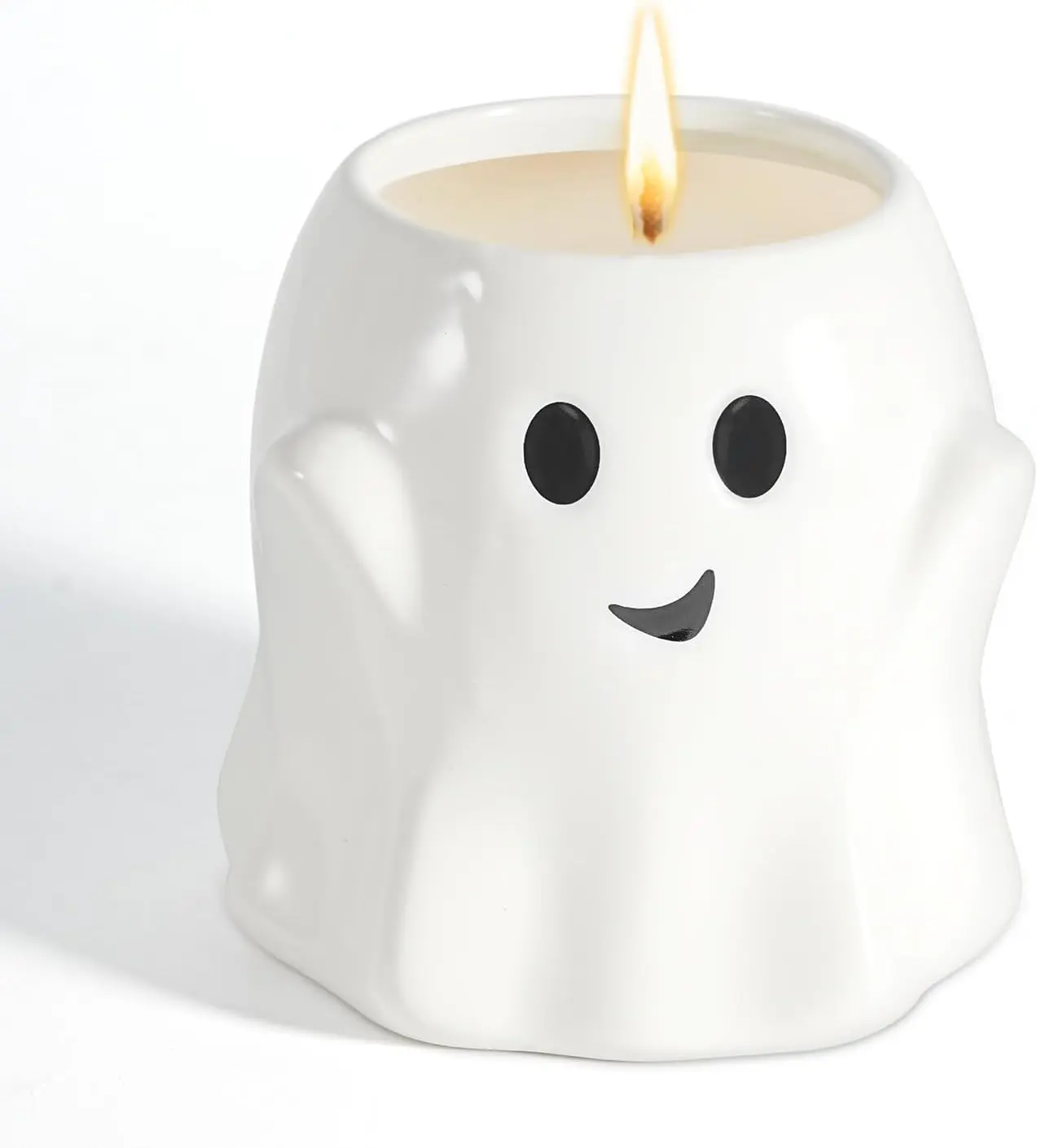 Halloween Fall Gift Boo Basket Stuffers for Women Men, 13OZ Halloween Ghost Candle Large Pumpkin Spice Scented Candle Up to 60 Hours Halloween Decorations Indoor