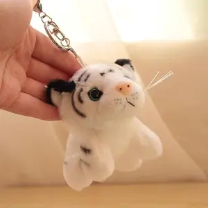 ChicBloom B Tiger Keychain Cute Derpy Tiger Plush Keychain Yellow White Plush Bag Purse Charms for Handbags Animal Accessories