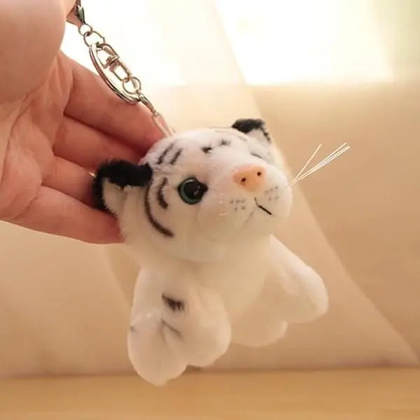 ChicBloom B Tiger Keychain Cute Derpy Tiger Plush Keychain Yellow White Plush Bag Purse Charms for Handbags Animal Accessories