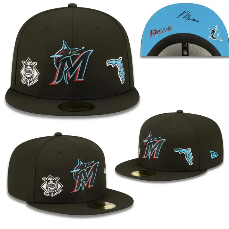 New Era New York Yankees 9FIFTY 59FIFTY Fitted Baseball Cap – Black Flat Brim Hat with Raised White NY Logo, American League Side Embroidery & Grey Undervisor, 1903 New York State Patch