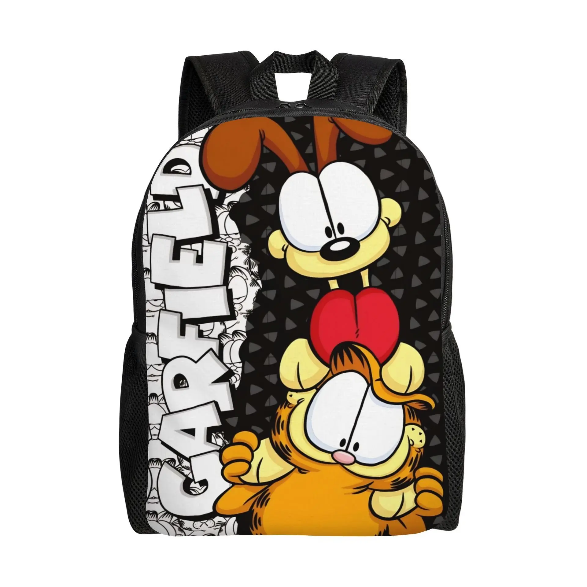 Men's Cartoon Cat Print Ergonomic Spine Protection Backpack - Lightweight, Water-Resistant Oxford Rucksack for Daily School Travel