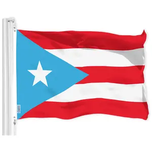 G128 Puerto Rico Light Blue Puerto Rican PR Flag | 3x5 Ft | LiteWeave Pro Series Printed 150D Polyester | Indoor/Outdoor, Vibrant Colors, Brass Grommets