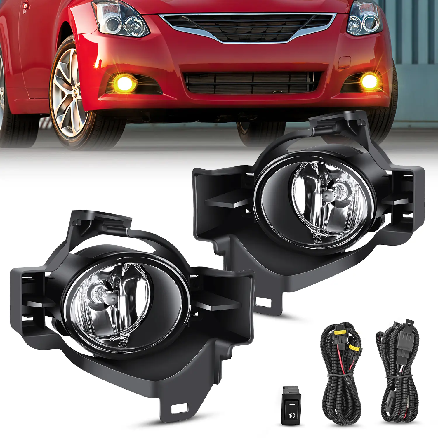 Nilight Fog Light Assembly Compatible with 2010 2011 2012 Nissan Altima with Clear Lens Lamps Replacement H11 12V 55W Bulbs Car Accessories