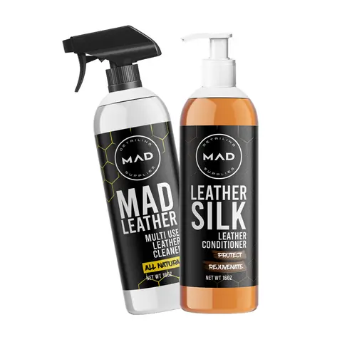 Automotive Interior Cleaning Bundle - Leather, Natural Leather Seat Care, Gentle Cleaning, Stain Removal Solution for Car Washing & Maintenance