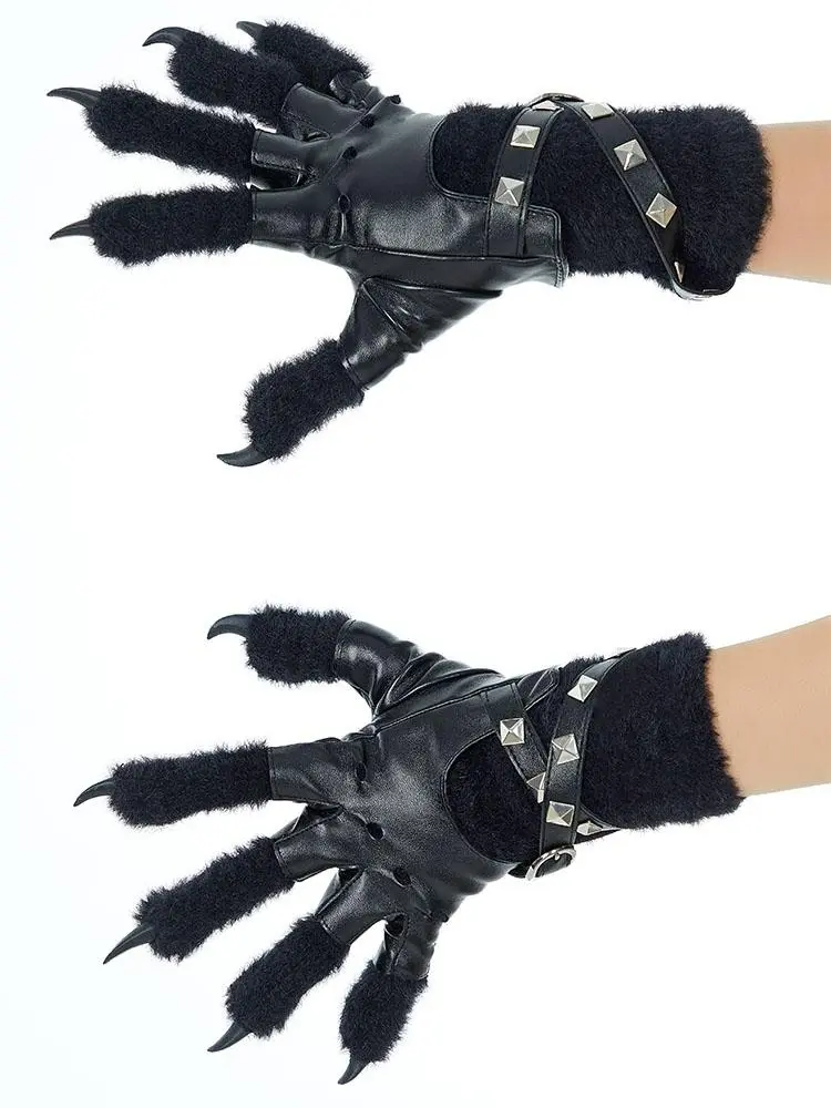 Official Licensed Emily the Strange Cat Paw Gloves | Black Novelty Gloves Gothic Accessories