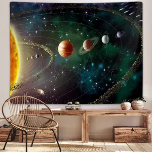 Outer Space Planet Tapestry Wall Hanging Universe Galaxy Solar System Decor Lightweight Backdrop Y2K Room Trippy Bedroom Decorative Accessories