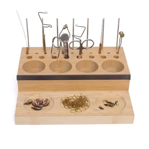 Wooden Fly Tying Fishing Kit Organizer Fly Tying Tool Caddy Desktop Storage Rack