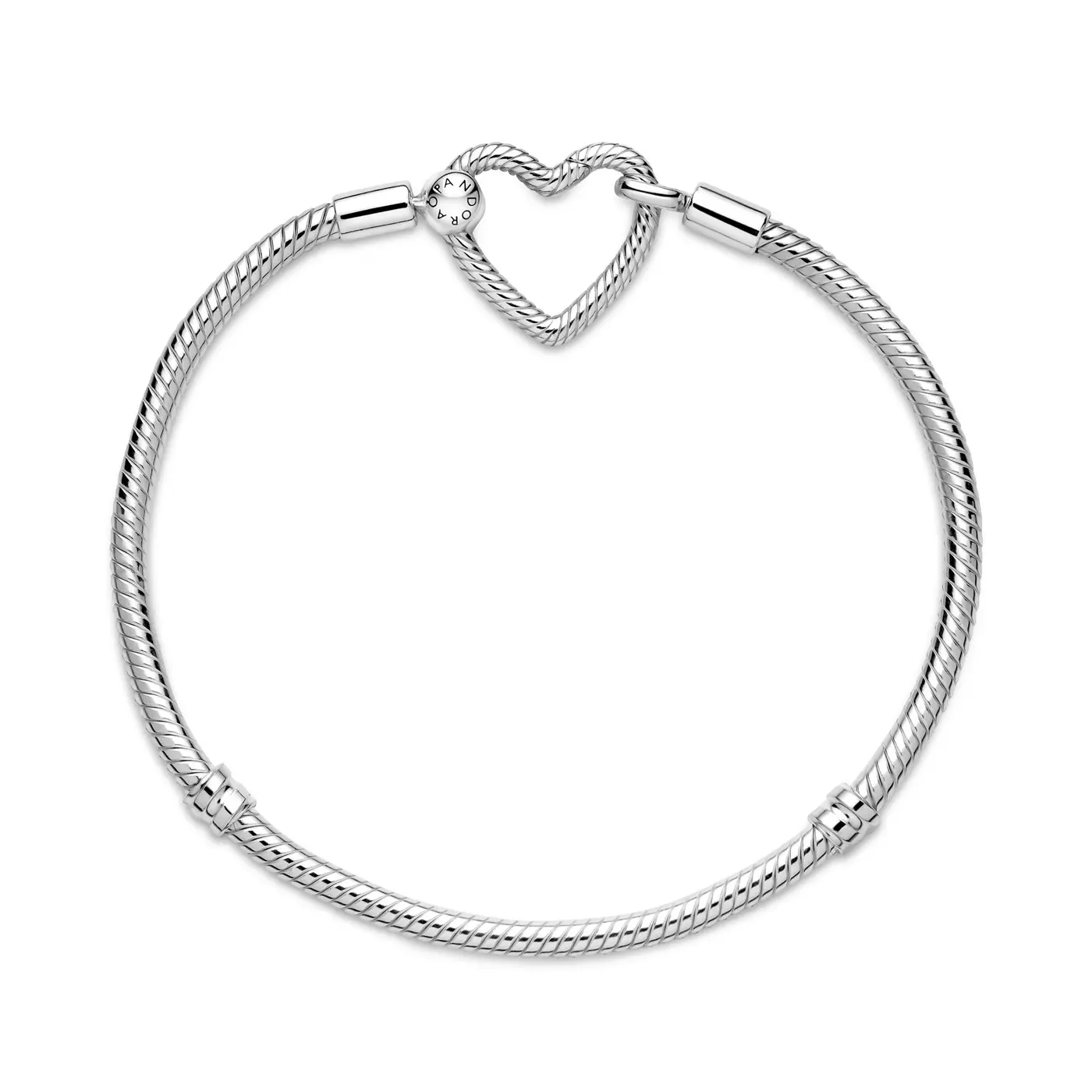 Pandora Moments Heart Closure Snake Chain Bracelet 599539C00-21