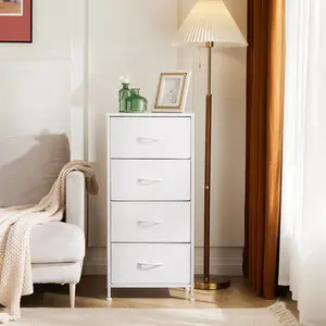Dresser for Bedroom, Storage Drawers, Skinny Fabric Storage Tower with 4 Drawers