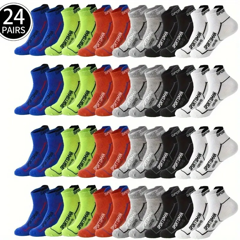 Women's Low-Cut Invisible Knitted Footie Sock Set, 24/48 Pairs with Letter Pattern, Odor-Resistant, Breathable Sportswear, Activewear, Athletic, Outdoor