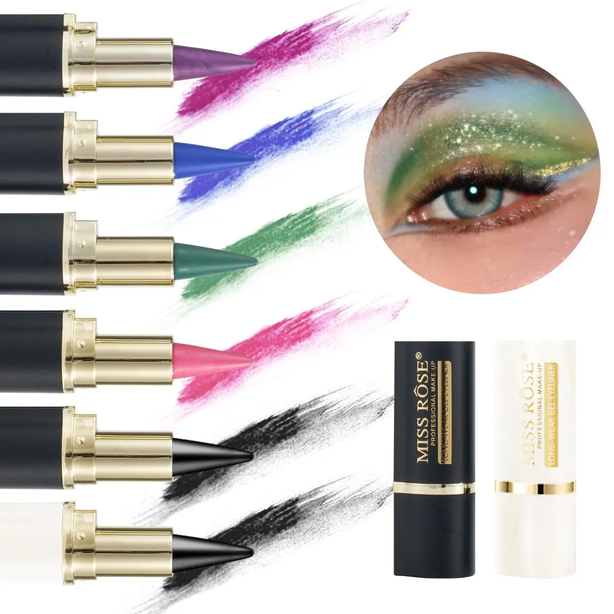 Long Lasting Gel Eyeliner, 1 Count Smooth Matte Finish Eyeliner Stick, Professional Eye Makeup Products for Women & Girls, Cosmetic