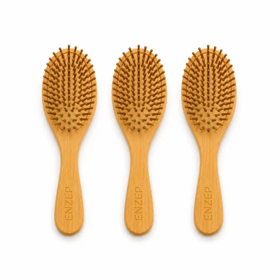 ENZEP Natural Bamboo Hair Brush - Anti-Static Wooden Paddle Detangling Brush for Wet & Dry Hair, Scalp Massage, Frizz Control & All Hair Types