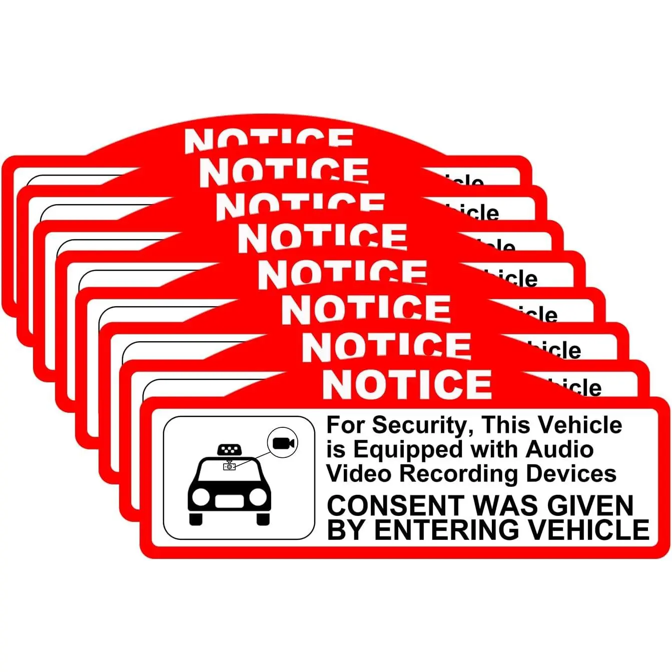 8 count Double Sided in  Camera Audio Video Recording Window Vinyl Stickers, Video Recorder  Stickers, & Sun-proof Durable  Camera Recording Stickers (9 x 3.5