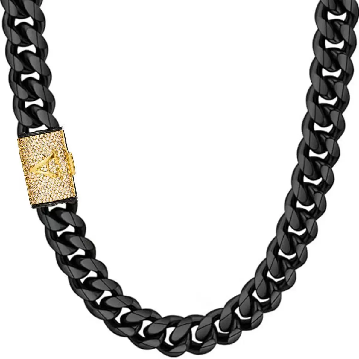 2026 Edition Luxury Black Miami Cuban Link Necklace for Men & Women, Heavy 14MM Stainless Steel Cuban Chain with Custom A-Z Iced Initial Clasp - Men's Accessories, Chains for Men, 5A CZ Hip Hop Streetwear Waterproof Tarnish Gradient necklace