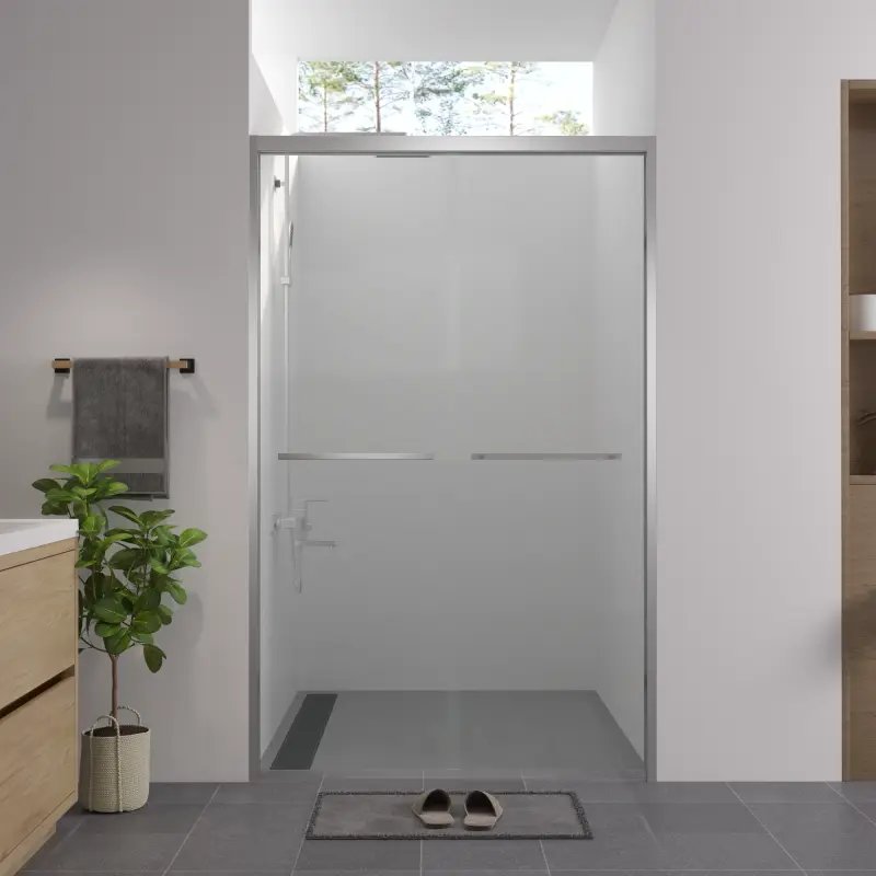 44-48"x76" Aluminum Frame Double Sliding Shower Door,Bypass Bathroom Sliding Door with Premium 1/4" (6mm) Clear Tempered Glass, Chrome Hardware Sliding Glass Shower Enclosure,Chrome Finished