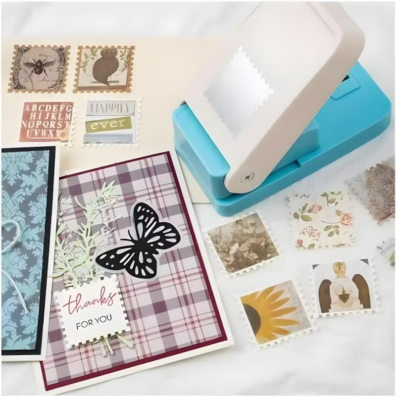 Stop Cutting by Hand! Large Stamp-Style Puncher for Perfect Edges. Easy DIY Postage Stamps for Envelopes & Journals. Great Gift for Crafters, Teachers & Kids - Note: This product does NOT include stickers or refill materials Stop Cutting by Hand! Large Stamp-Style Puncher for Perfect Edges. Easy DIY Postage Stamps for Envelopes & Journals. Great Gift for Crafters, Teachers & Kids - Note: This product does NOT include stickers or refill materials