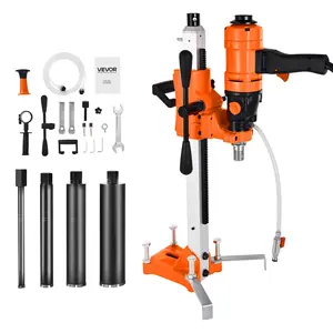 VEVOR Diamond Core Drilling Machine, 8 in Drilling Diameter, 2-in-1 Handheld & Stand-Mount Dry and Wet Concrete Core Drill Rig with 4 Drill Bits, 1075/2300 RPM 2-Speed, for Concrete Brick Stone, 1800W