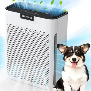 [New Year Gift] MOOKA Pet Air Purifiers for Home Large Room 2000Ft² with Washable Filters,Fragrance Sponge, H13 HEPA Filter Pet Air Purifier for Bedroom, Air Cleaner for Smoke Dust Pollen Pets Hair Odor, KJ190L White