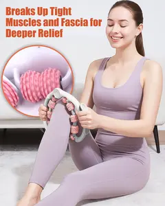 Cellulite Massage Tool Muscle Roller - Deep Fascia Massager & Dimpled Skin Remover for Legs, Thighs & Buttocks - Anti-Cellulite Roller, Smooth Skin, Pain Reliefs (Pink)