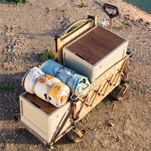 Whitsunday Collapsible Folding Wagon with Tailgate, Heavy Duty Utility Beach Wagons with All-Terrain Wheels for Camping,Garden,Sports