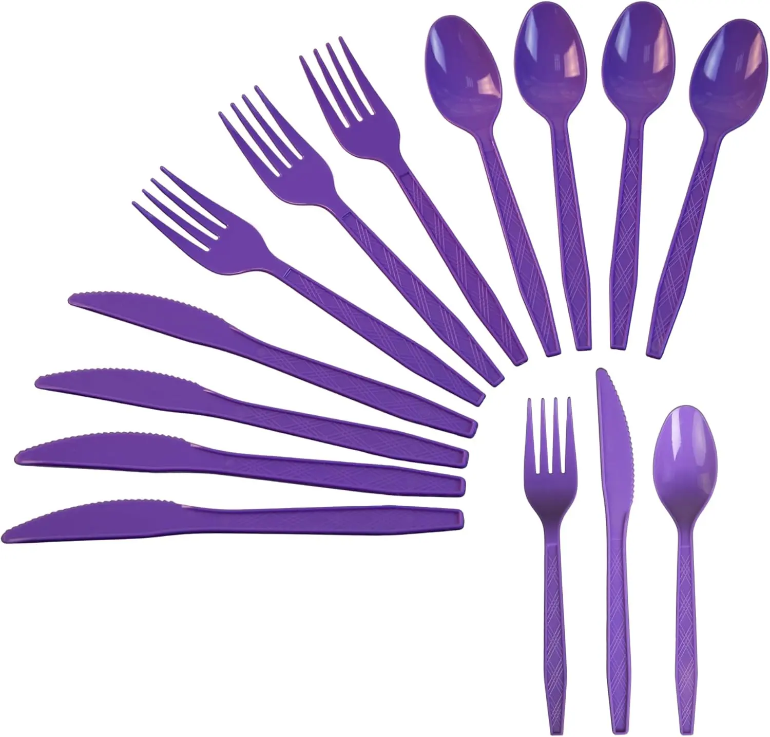 240 count Disposable Heavy-Duty Plastic Cutlery Set, Including Purple Party Forks,  And Spoons 80 count Each, Suitable For Parties, Weddings, Birthdays,  Offices, Takeout(Purple)