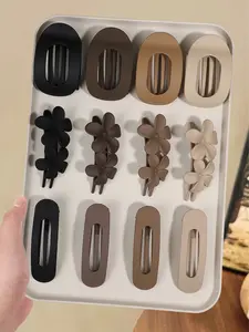 8PCS simple versatile flat hair clip, suitable for thick and thin hair, flower hair clip matte French hair clip fashion tile hair accessories, suitable for women's gift Hairpins