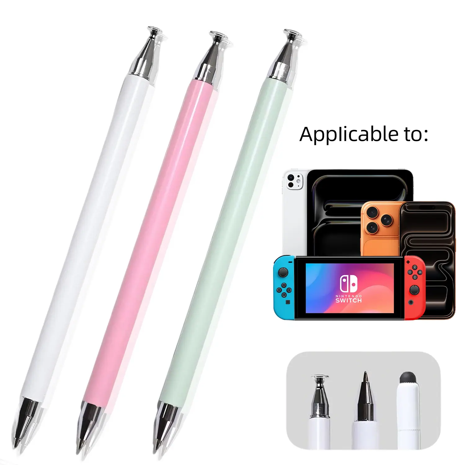 3-in-1 Universal Stylus for All Touch Screens, For iPad & iPhone 17 Pro Max Phone,Switch, High Sensitivity Disc Stylus for Smooth Scrolling, No Bluetooth Needed