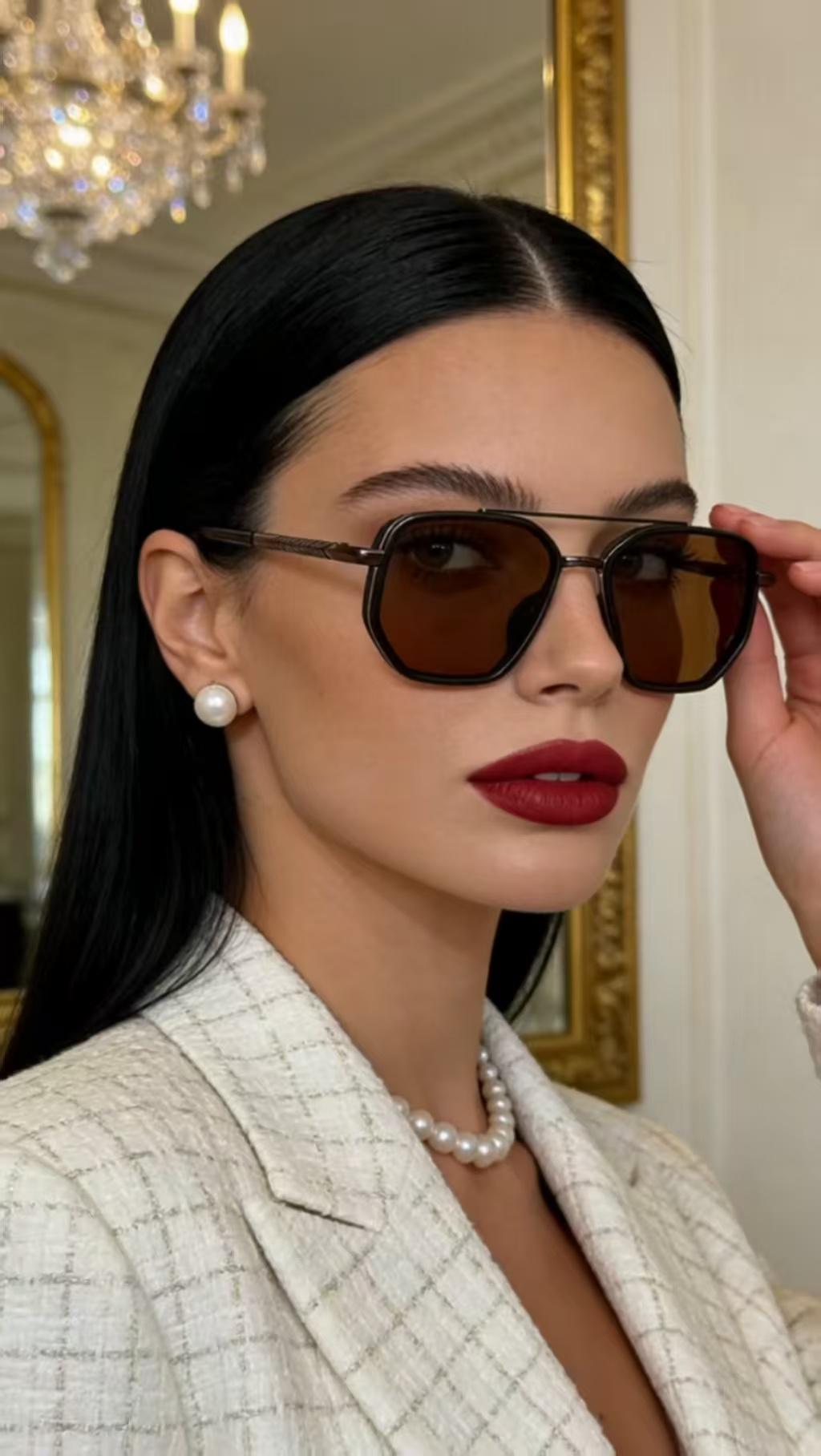 Back to School Sunglasses for Travel USE, Fashion Fall/Summer 2026 Geometric Frame Double Beam Sun Glasses Trends, Travel Accessories,summer Outfits, summer Freshness, Vacation Outfits summer Outfits 2026