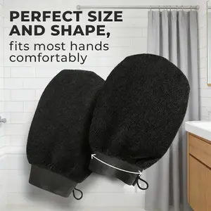 Double-Sided Exfoliating Bath Mitt, Exfoliant Scrubber Glove, Exfoliating Body Scrubber, Rough Fiber Strongly Removes Dead Skin, Stress Relief, Effective Scrubbing Glove