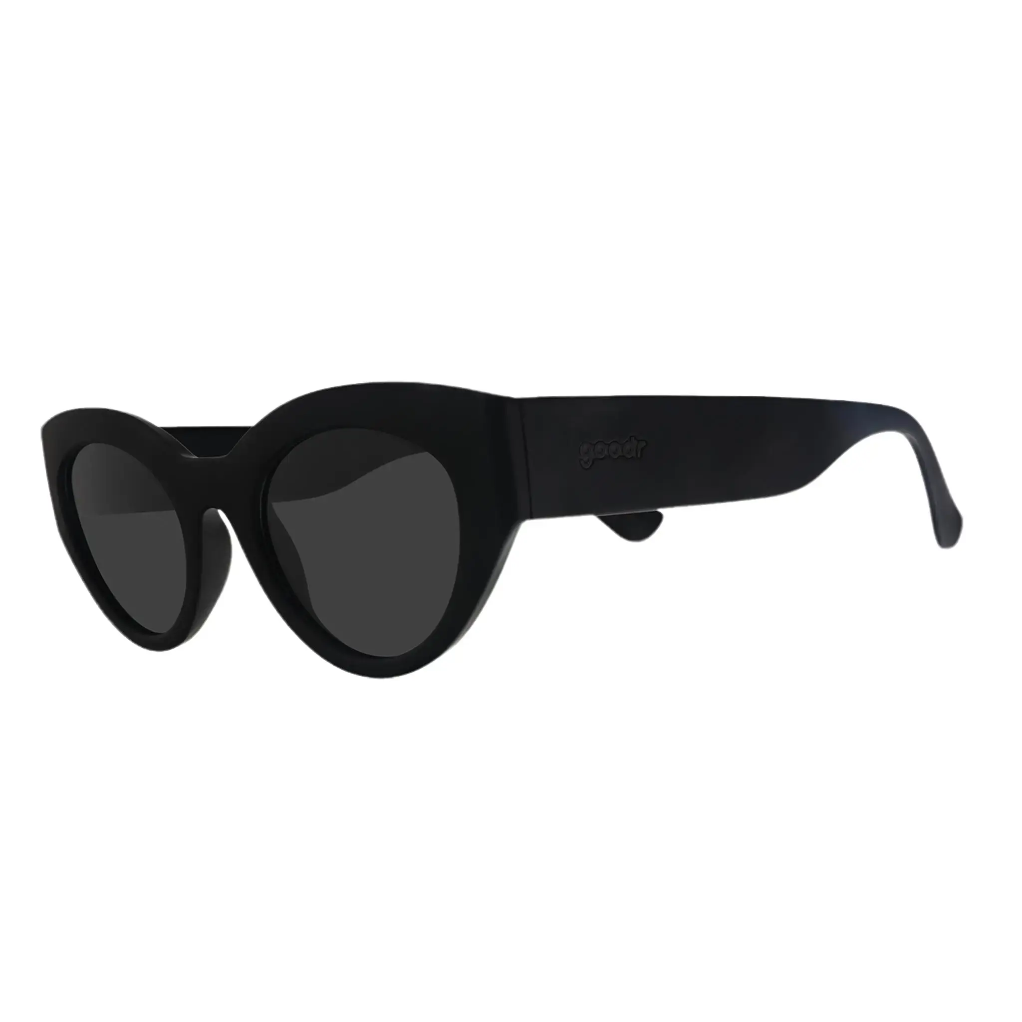 goodr In My Cosmic Era Medium Size (Moon G) Solid Black Frame with Black Lens, UV400, No Slip No Bounce No Tangle