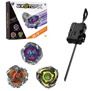 Bey X Gyros UX-15 SHARKSCALE DECK SET UX Gyroscope Metal Spinning Top Boys Battle Toys Set with Ripcord Launcher Children Gift