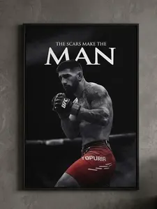 UFC Topuria Canvas Wall Art El Matador MMA Poster 'The Scars Make The Man! High Quality Eco-Friendly Sports Painting, Aluminum Framed or Frameless Decor for Man Cave