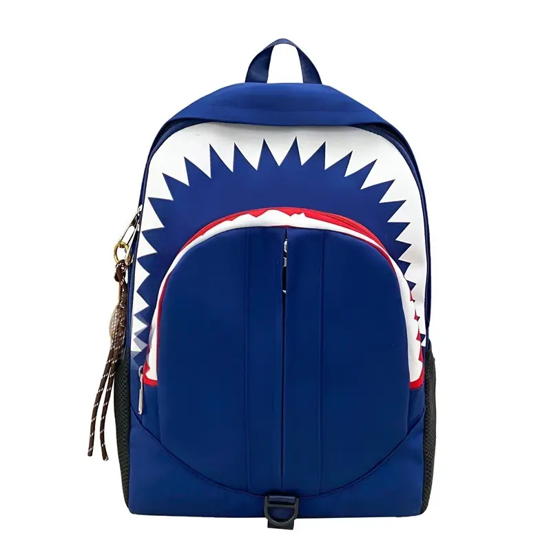 Glow-in-the-Dark Shark Teeth Large-Capacity Waterproof School Backpack - Casual Daypack for Students, Travel